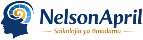 logo ya NelsonApril ikionyesha silhouette ya kichwa cha binadamu na mtindo wa kisasa.